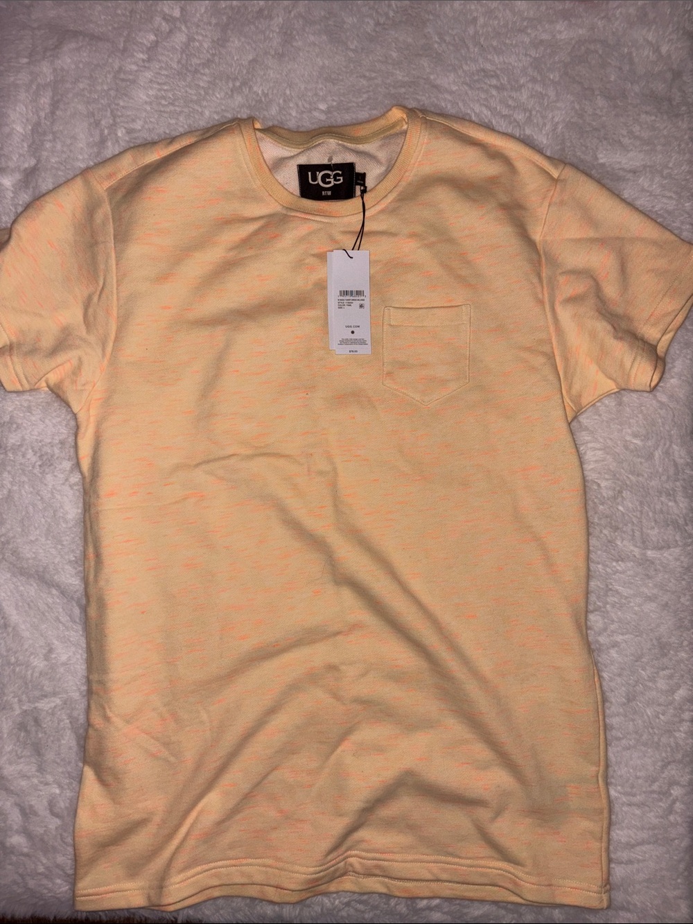 UGG Pastel Yellow Pocket Crew Tee shirt dress Peach Fleck - Picture 2 of 3